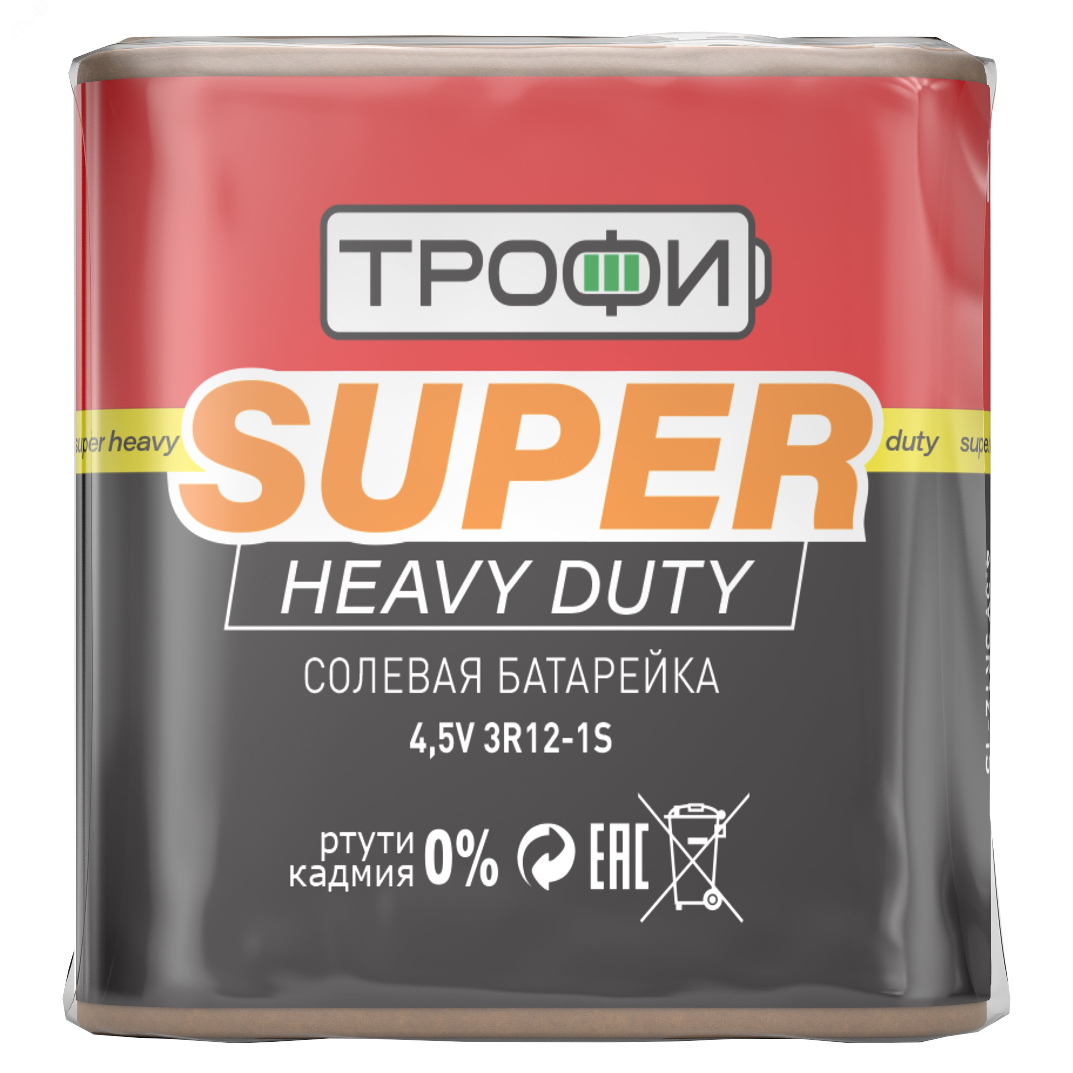 Батарейка Трофи 3R12-1S SUPER HEAVY DUTY Zinc (10/100/4800) C0034622 - Эра