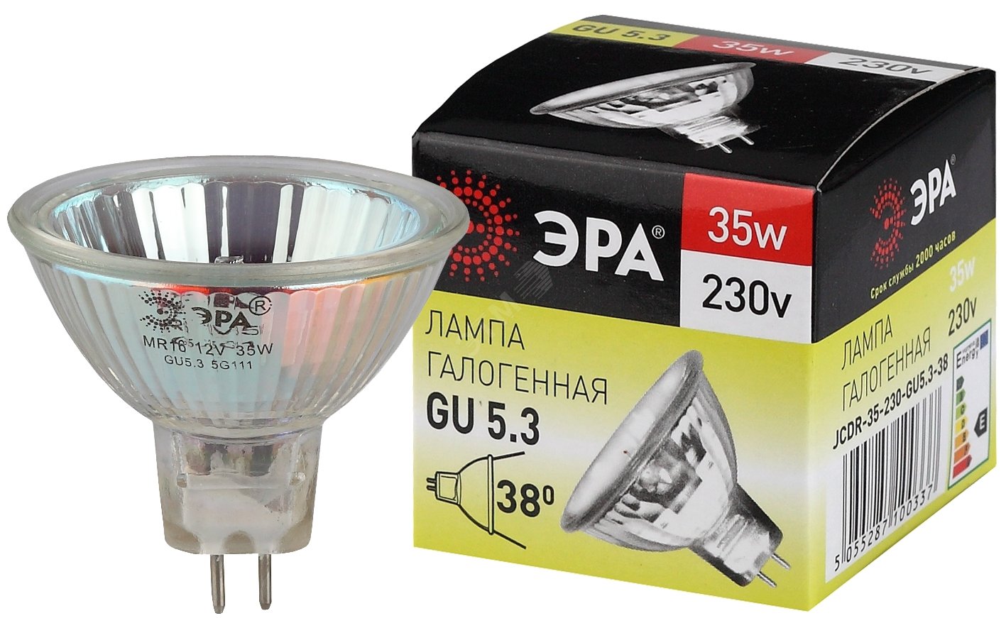 Лампа галогенная GU5.3-JCDR (MR16) -35W-230V-Cl ЭРА C0027363 - Эра