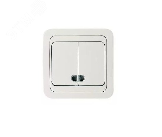Выключатель 2-кл. СП Mimoza 10А IP20 с подсветкой бел./бел. 12023 - Makel