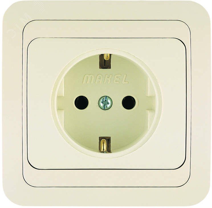 Розетка 1-м СП Mimoza 16А IP20 с заземл.керамика крем./крем. 25008 - Makel
