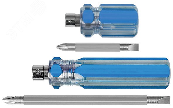 Отвертка с переставным жалом, пластиковая ручка 6x70 мм (PH2/SL6) 56206М - FIT