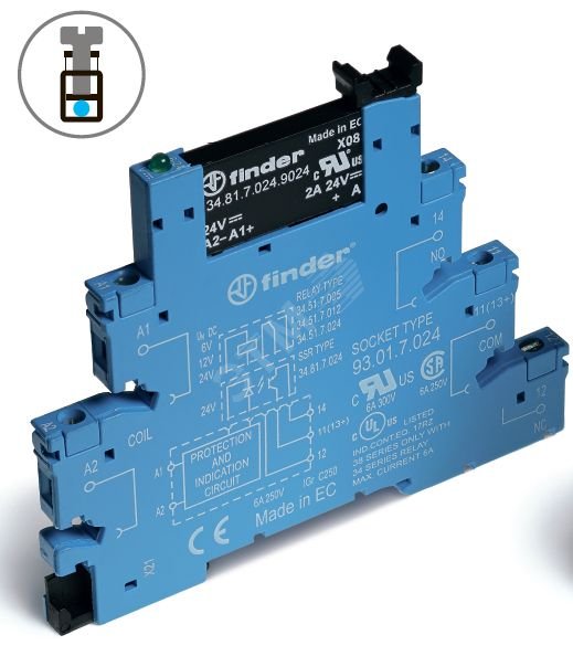 Реле модульное интерфейсное 2А 240В AC 24В DC IP20 винт. клеммы 388170248240 - FINDER