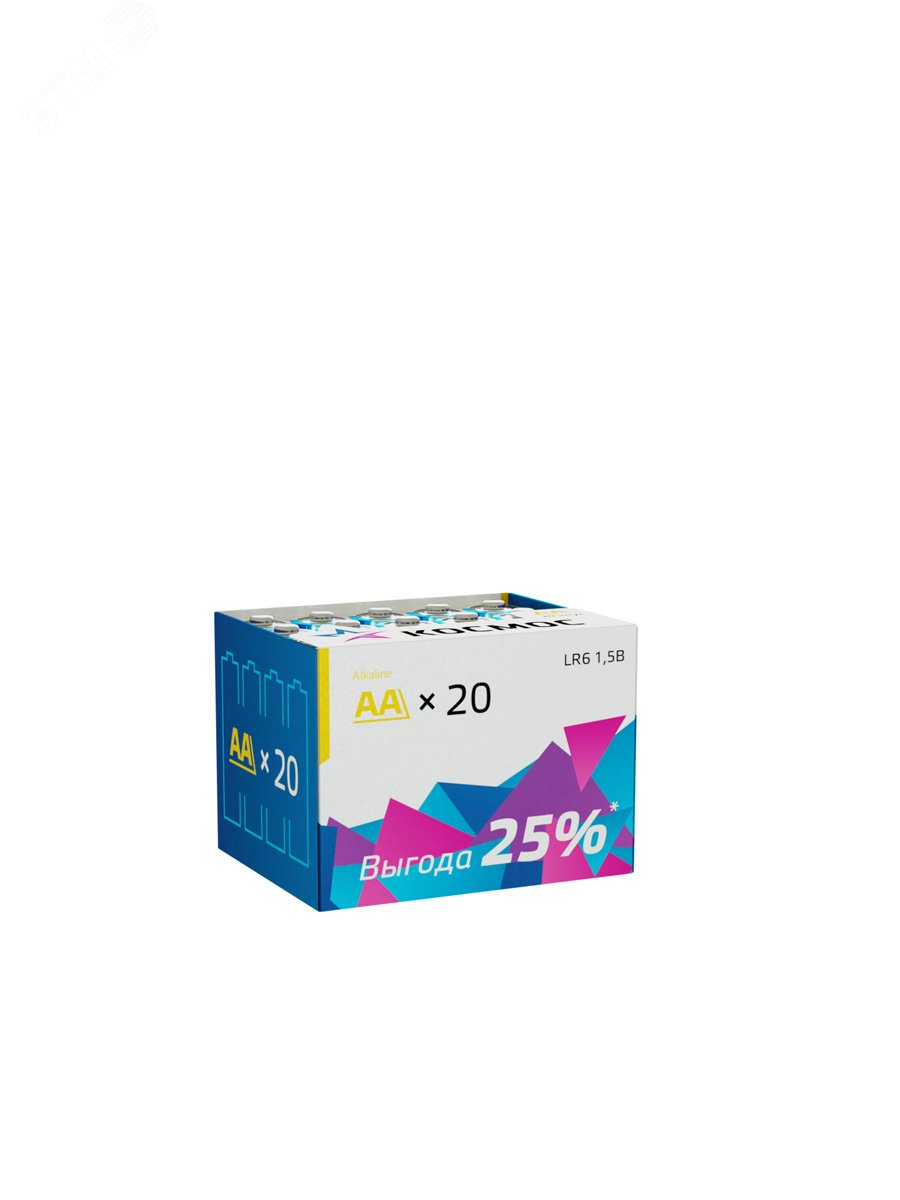 Элемент питания алкалиновый AA/LR6 (уп.20шт) KOCLR620BOX - Космос