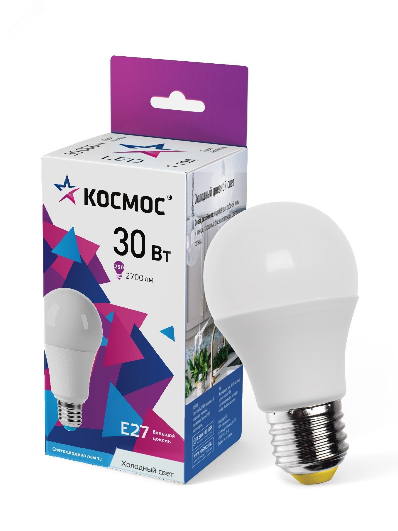 Лампа светодиодная А70 30Вт 6500К Е27 174-265В КОСМОС LkecLED30wA70E2765 - Космос