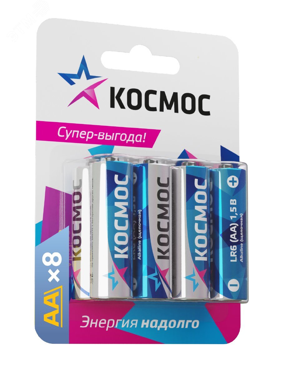 Элемент питания алкалиновый AA/LR6 BP-8 (блист.8шт) KOCLR6BL8 - Космос