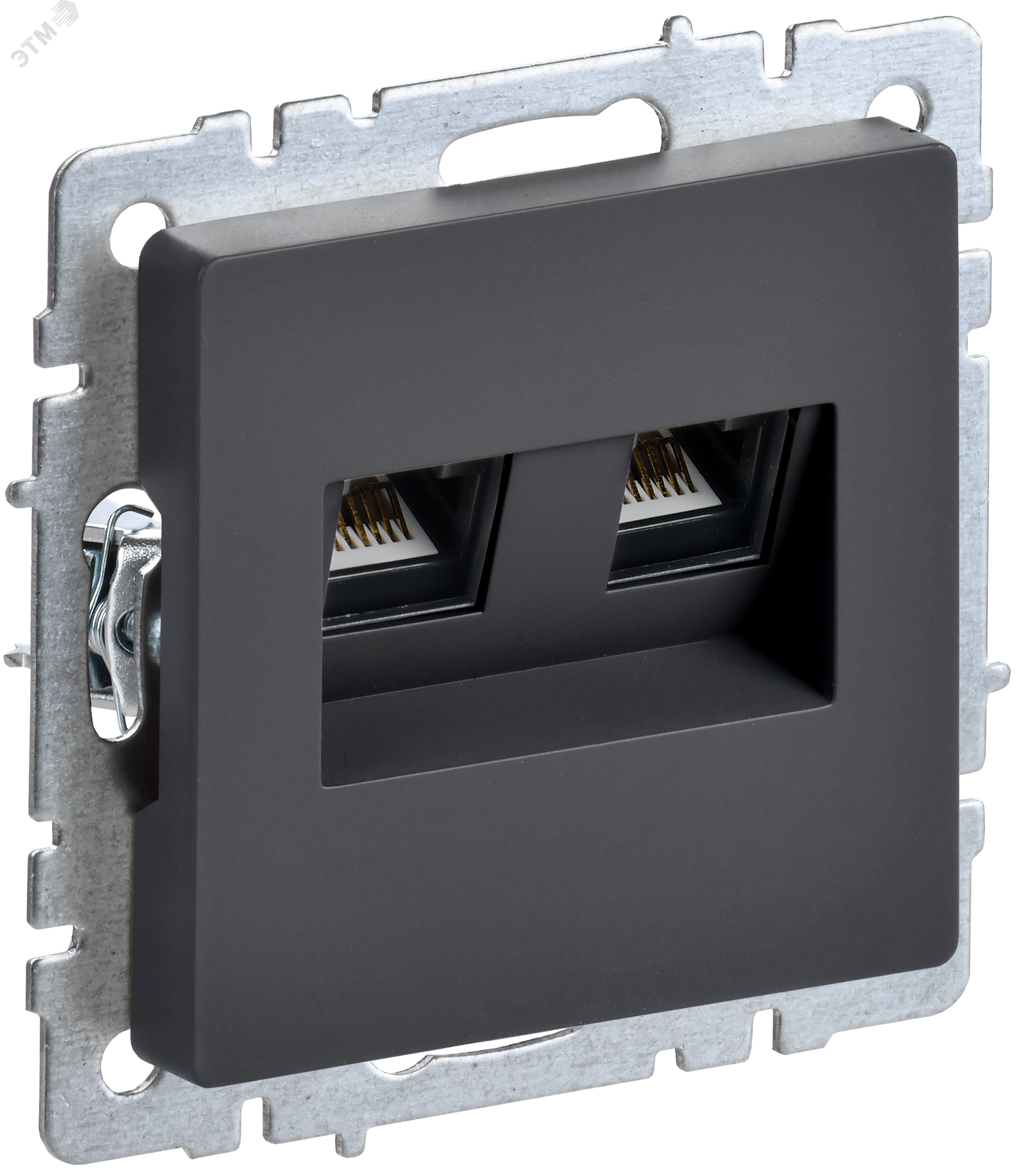 BRITE Розетка компьютерная двойная RJ45 кат.6 РК11-2-БрГ графит IEK BR-K20-2-K53 - IEK