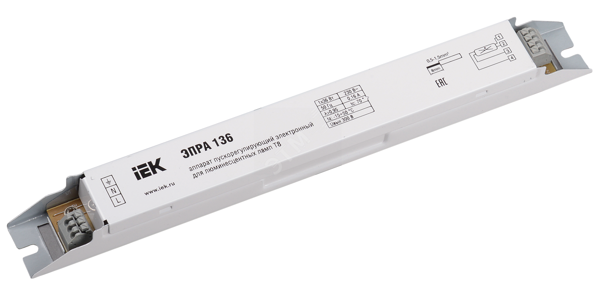 ЭПРА 136 для линейных ЛЛ Т8 LLV136D-EBFL-1-36 - IEK