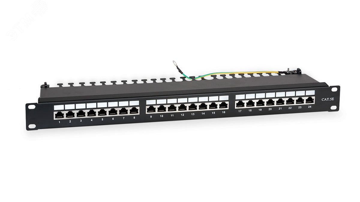 Патч-панель 19дюйм 1U кат.5E полн. экранир. 24 порта RJ45 Dual IDC WR-PL-24-C5E-SH-D черн. 505210 - WRline
