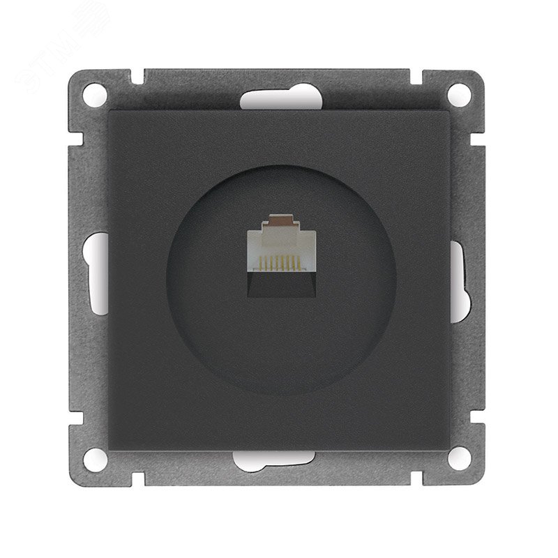 Розетка компьютерная одноместная UNIVersal серия Афина с/у, 1А, RJ45, графит (еврослот), механизм A0051-Gr - УНИВЕРСАЛ