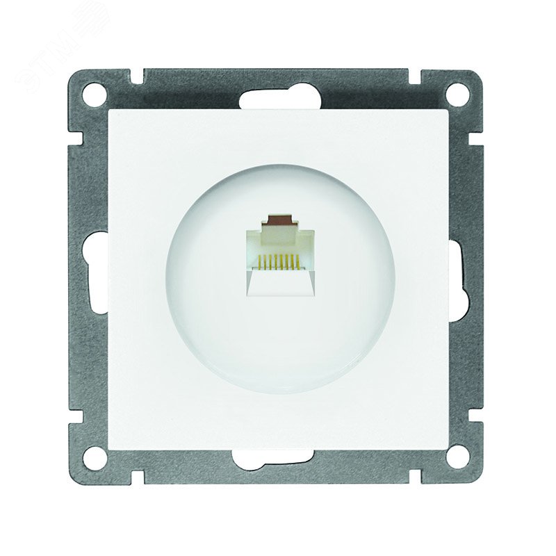Розетка компьютерная одноместная UNIVersal серия Афина, с/у, 1А, RJ45, белая (еврослот), механизм A0051 - УНИВЕРСАЛ