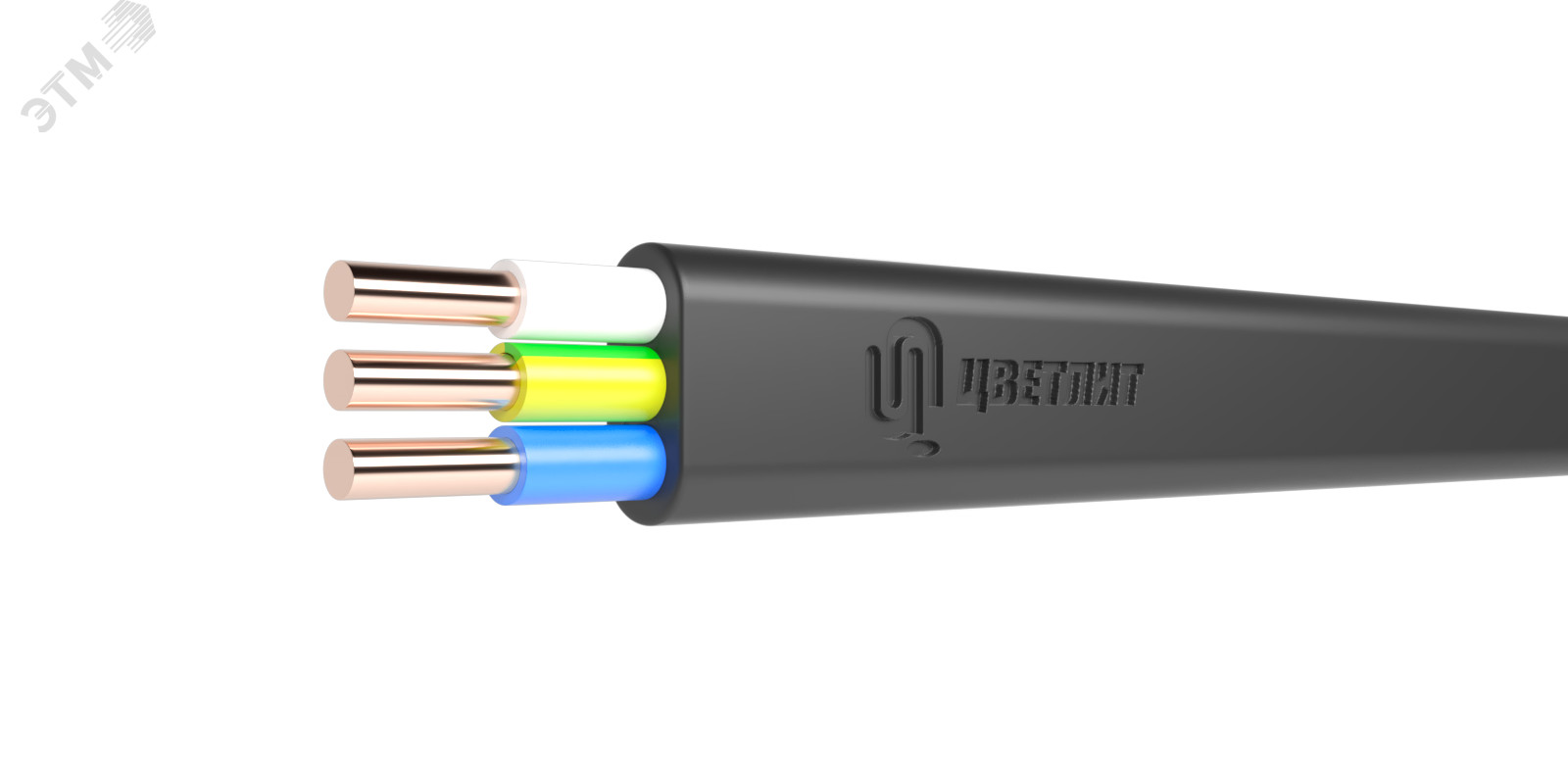 Кабель силовой ВВГ-П нг(А)-FRLSLTx 3х1.5 ок-0.66 черный бухта 00-00148762 - Цветлит