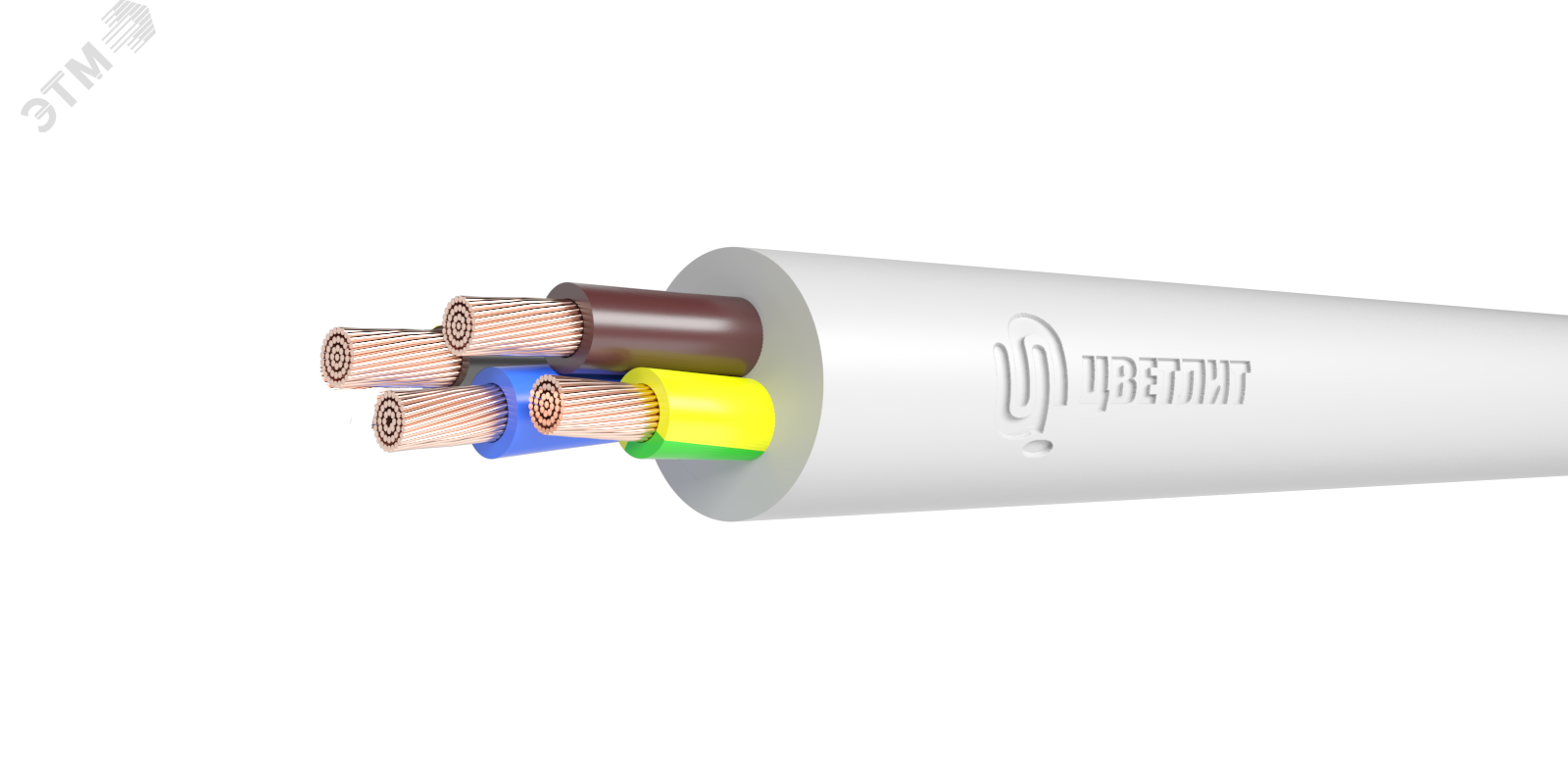 Провод ПВС 3х2,5+1х2,5 белый 00-00135338 - Цветлит
