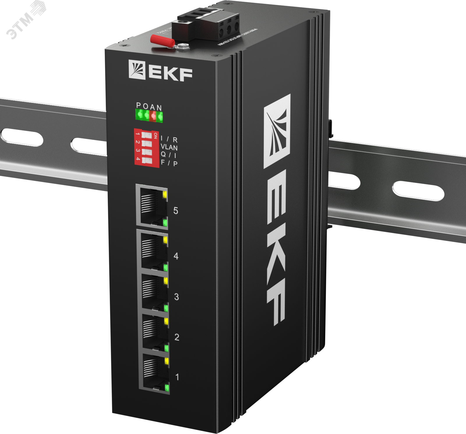 Промышленный неуправляемый коммутатор U-5GT, 5 портов 10/100/1000Base-T(X) RJ45, монтаж на динрейку TSX EKF - EKF