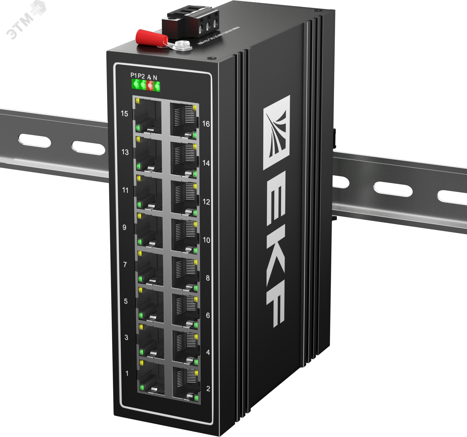 Коммутатор промышленный неуправляемый U-16T, 16 портов 10/100Base-T(X) RJ45, монтаж на динрейку TSX EKF TSX-U-16T EKF - EKF