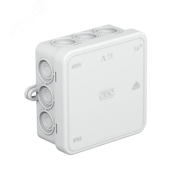 Коробка распределительная 85х85х40мм IP55 A11 12 кабельн. вводов свет. сер. OBO 2000342 - OBO Bettermann