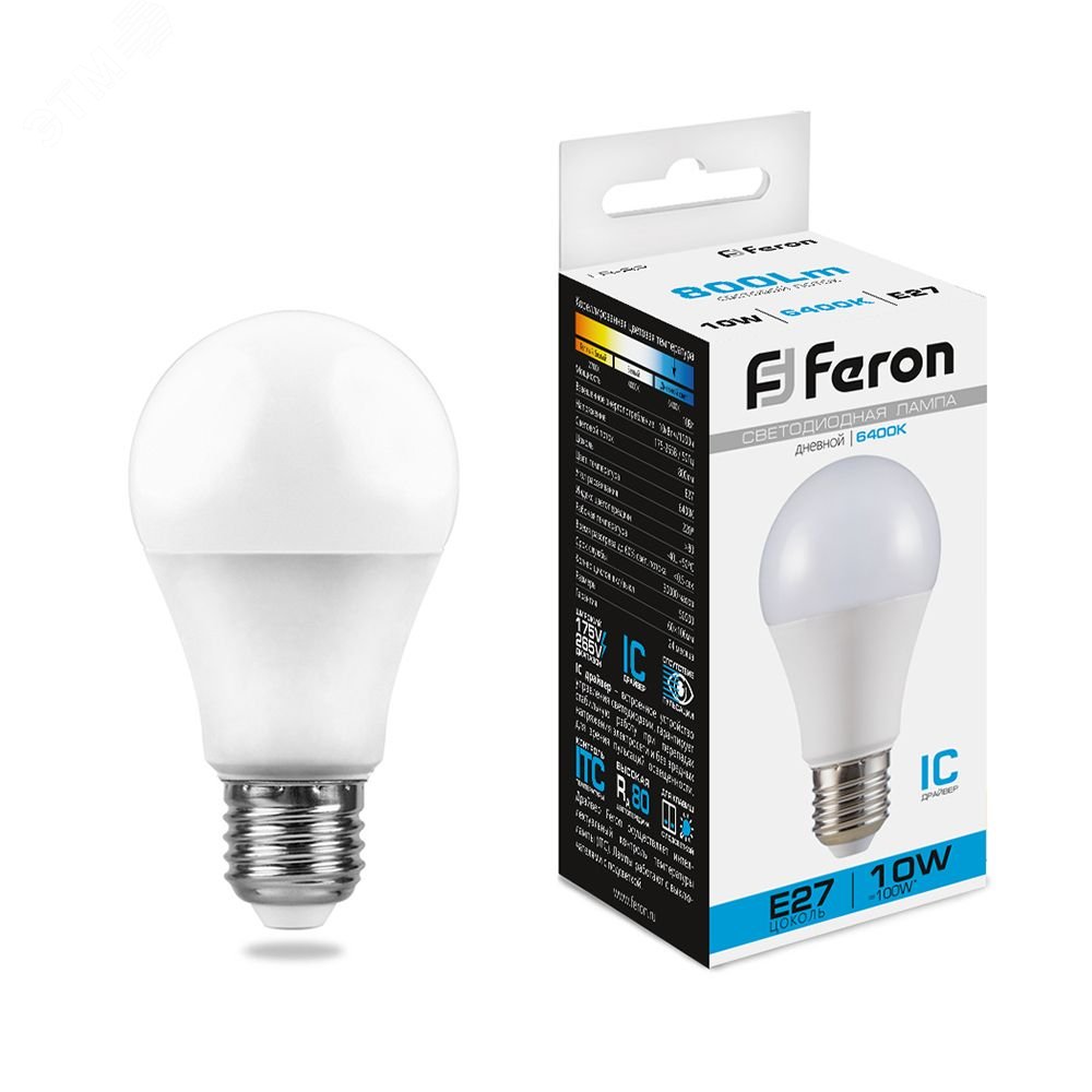 Лампа светодиодная LED 10вт Е27 дневной 25459 - Feron