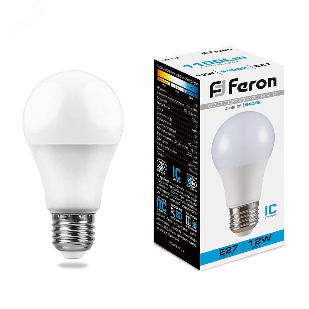 Лампа светодиодная LED 12вт Е27 дневная 25490 - Feron