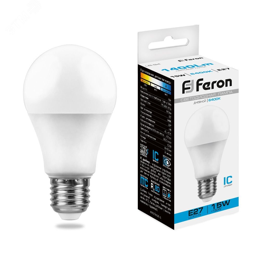 Лампа светодиодная LED 15вт Е27 дневной 25630 - Feron