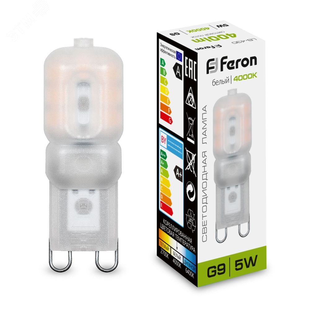 Лампа светодиодная LED 5вт 230в G9 белый капсульная 25637 - Feron