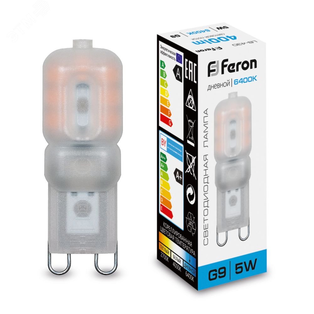 Лампа светодиодная LED 5вт 230в G9 дневной капсульная 25638 - Feron