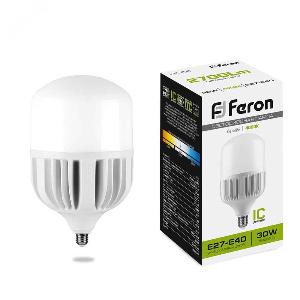 Лампа светодиодная LED 30вт E27/E40 белый 25818 - Feron