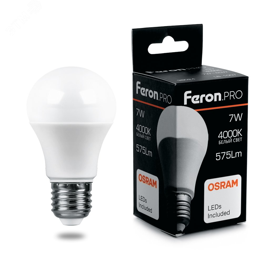 Лампа светодиодная LED 7вт Е27 белый Feron.PRO 38024 - Feron
