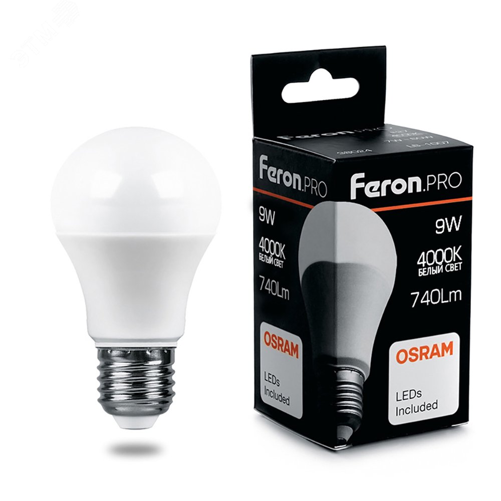 Лампа светодиодная LED 9вт Е27 белый Feron.PRO 38027 - Feron