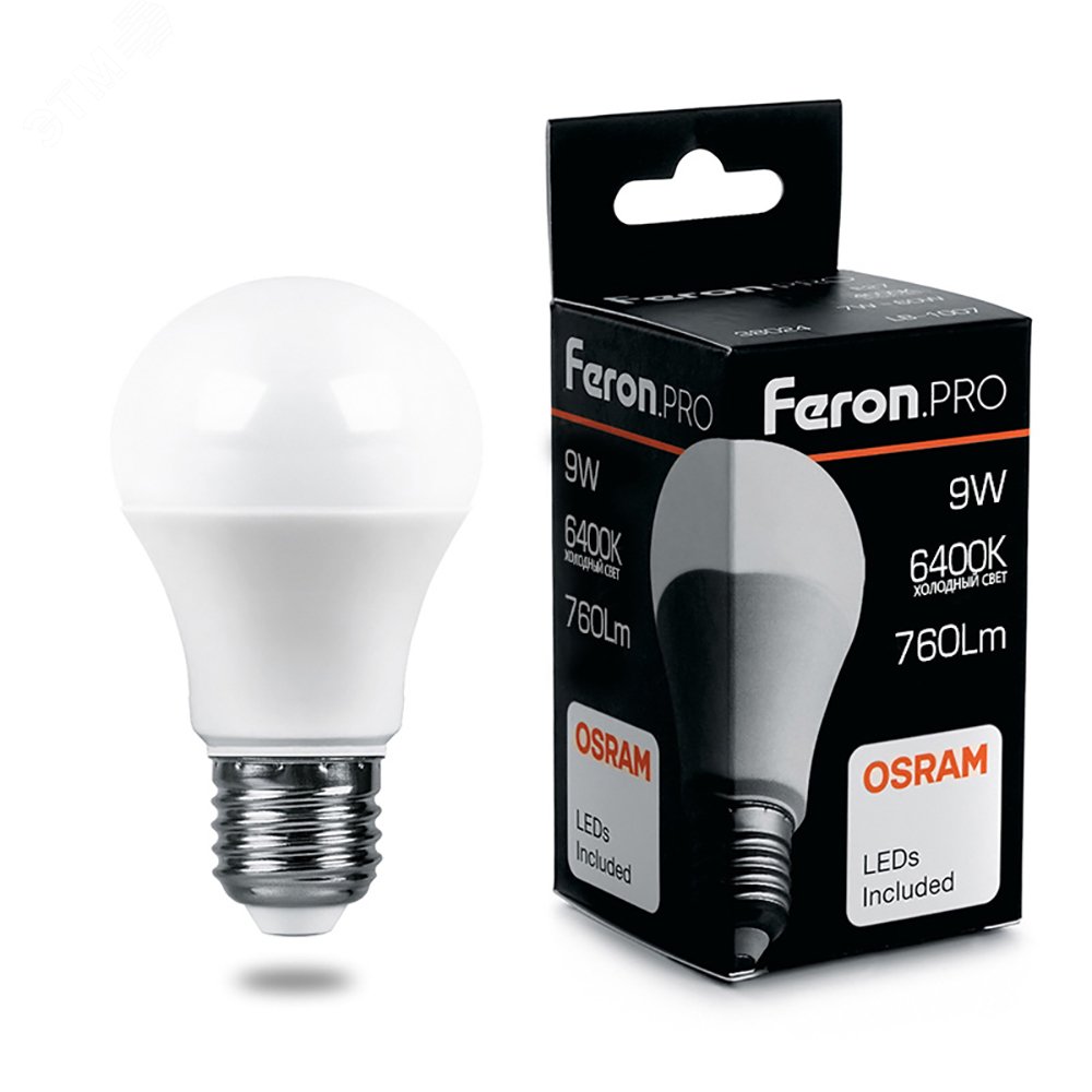 Лампа светодиодная LED 9вт Е27 дневной Feron.PRO 38028 - Feron