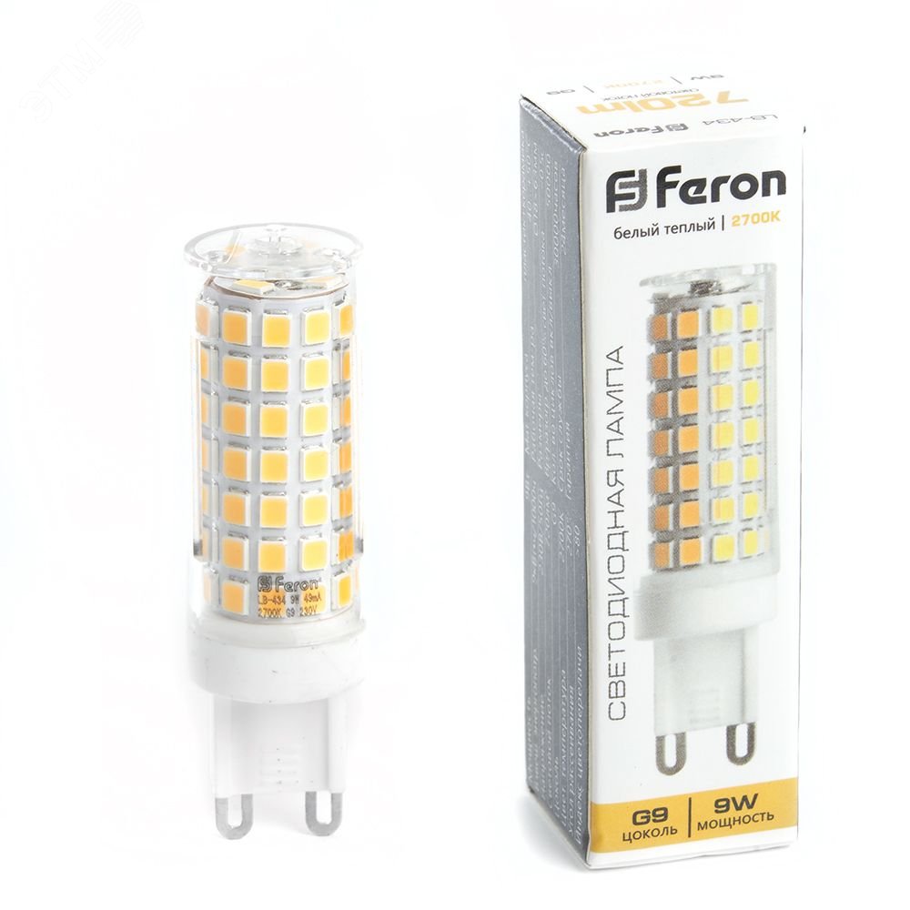 Лампа светодиодная LED 9вт 230в G9 теплый капсульная 38146 - Feron