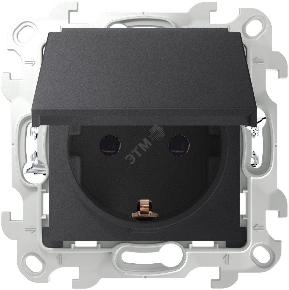 Розетка 1-м СП 24 16А IP44 2P+E Push&Go механизм графит 2420448-038 - Simon