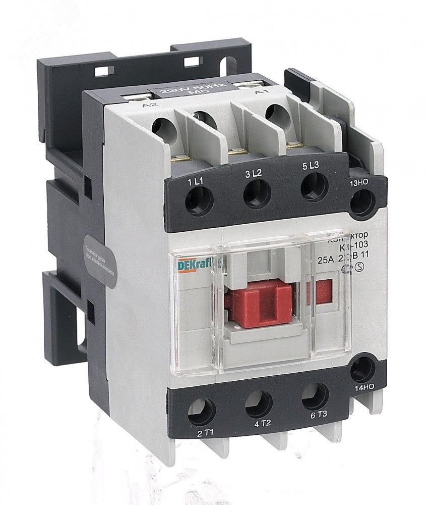 Контактор КМ-103 25А кат. 220В AC 1НО+1НЗ AC-3 22118DEK - DEKraft