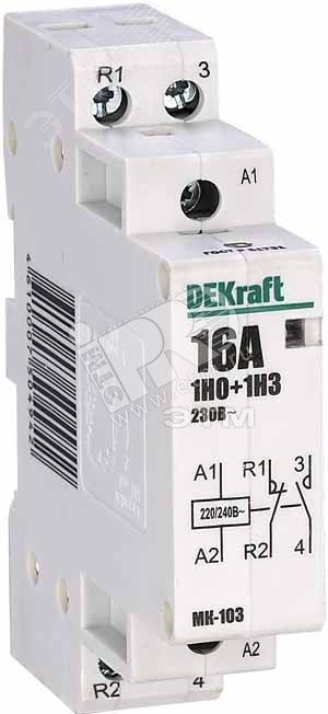 Контактор модульный МК-103 1НО+1НЗ 25А 230В 18065DEK - DEKraft