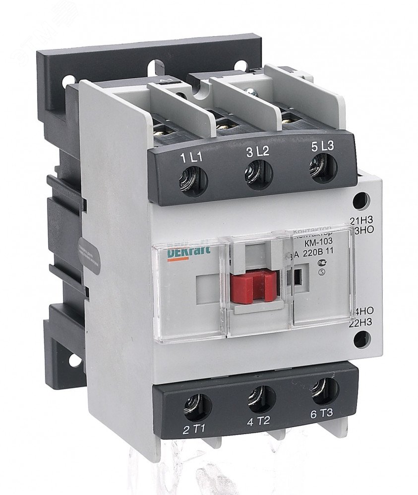 Контактор КМ-103 80А кат. 220В AC 1НО+1НЗ AC-3 22143DEK - DEKraft