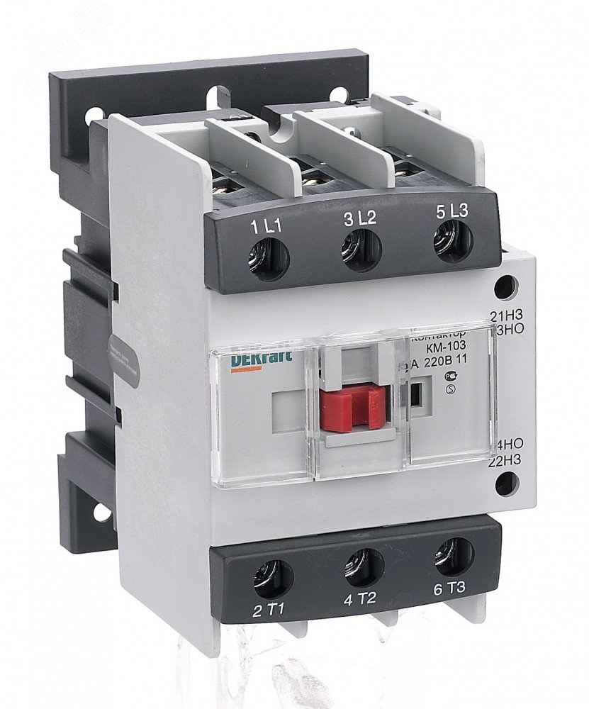 Контактор КМ-103 95А кат. 220В AC 1НО+1НЗ AC-3 22148DEK - DEKraft