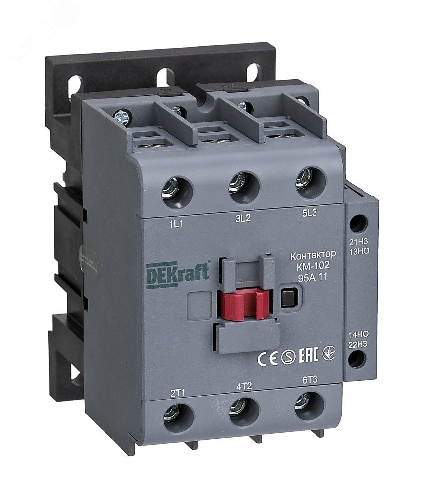 Контактор КМ-102 3п 95А кат. 230В AC 1НО+1НЗ AC-3 AC-4 22010DEK - DEKraft
