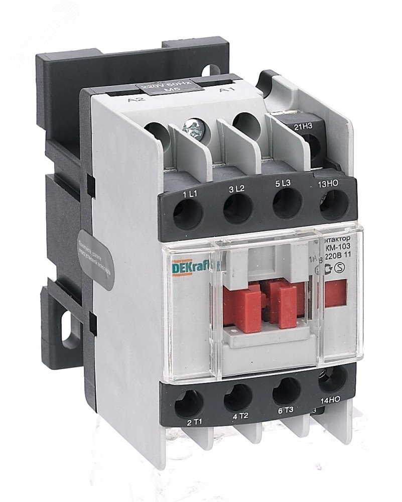 Контактор КМ-103 18А кат. 220В AC 1НО+1НЗ AC-3 22113DEK - DEKraft