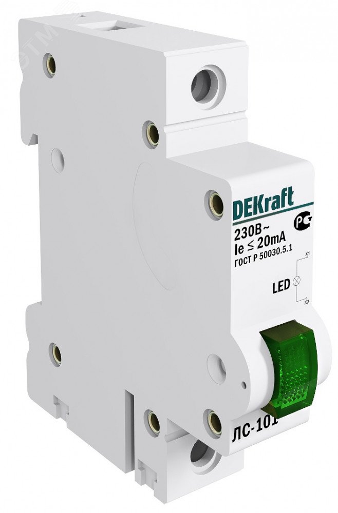 Лампа сигнальная ЛС-101 на DIN-рейку 1p зел. LED 18004DEK - DEKraft