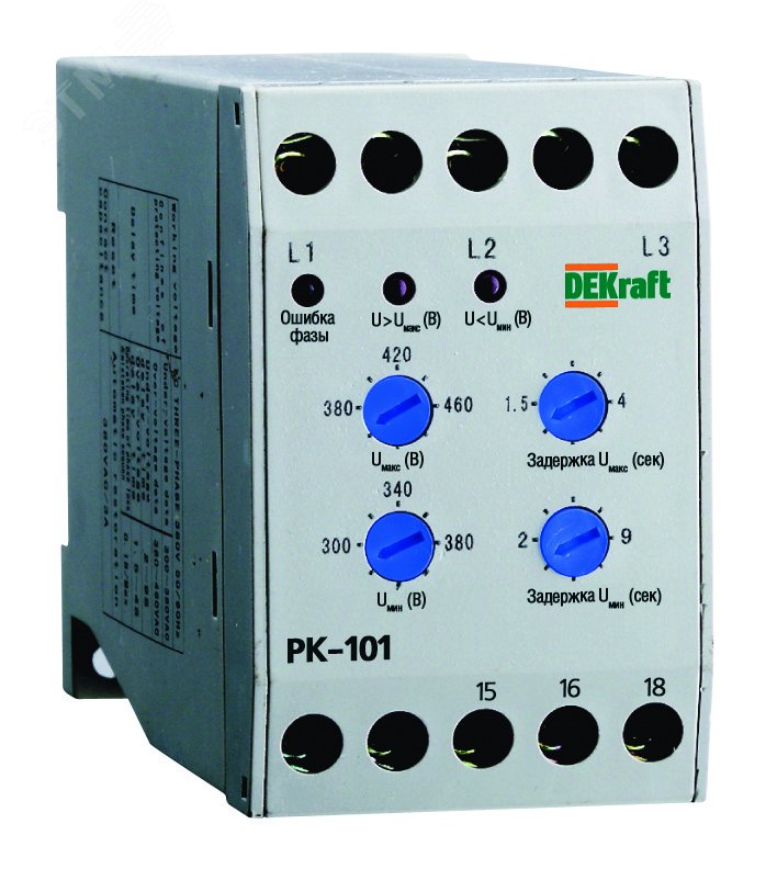 Реле контроля фаз РК-101 380В тип 01 23300DEK - DEKraft