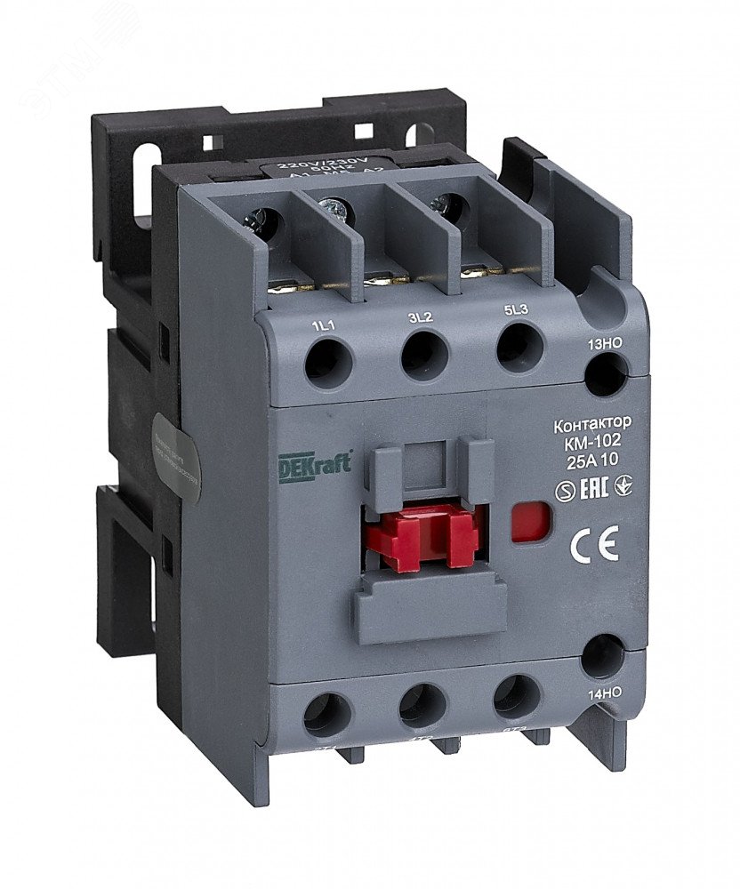 Контактор КМ-102 3п 25А кат. 230В AC 1НО AC-3 AC-4 22004DEK - DEKraft