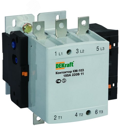 Контактор КМ-103 185А кат. 220В AC 1НО+1НЗ AC-3 22154DEK - DEKraft