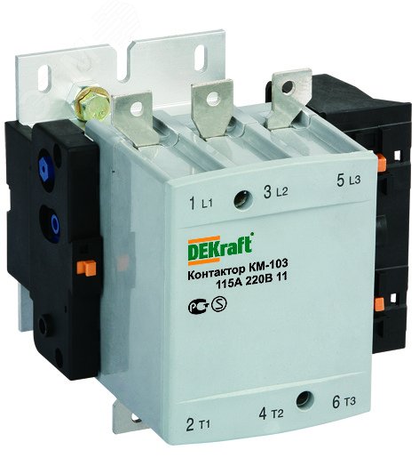 Контактор КМ-103 115А кат. 220В AC 1НО+1НЗ AC-3 22150DEK - DEKraft