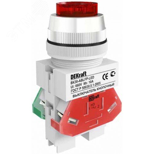 Выкл. кноп. ABLFP 22 мм LED зел. 24В AC/DC ВK-22 C2 25069DEK - DEKraft