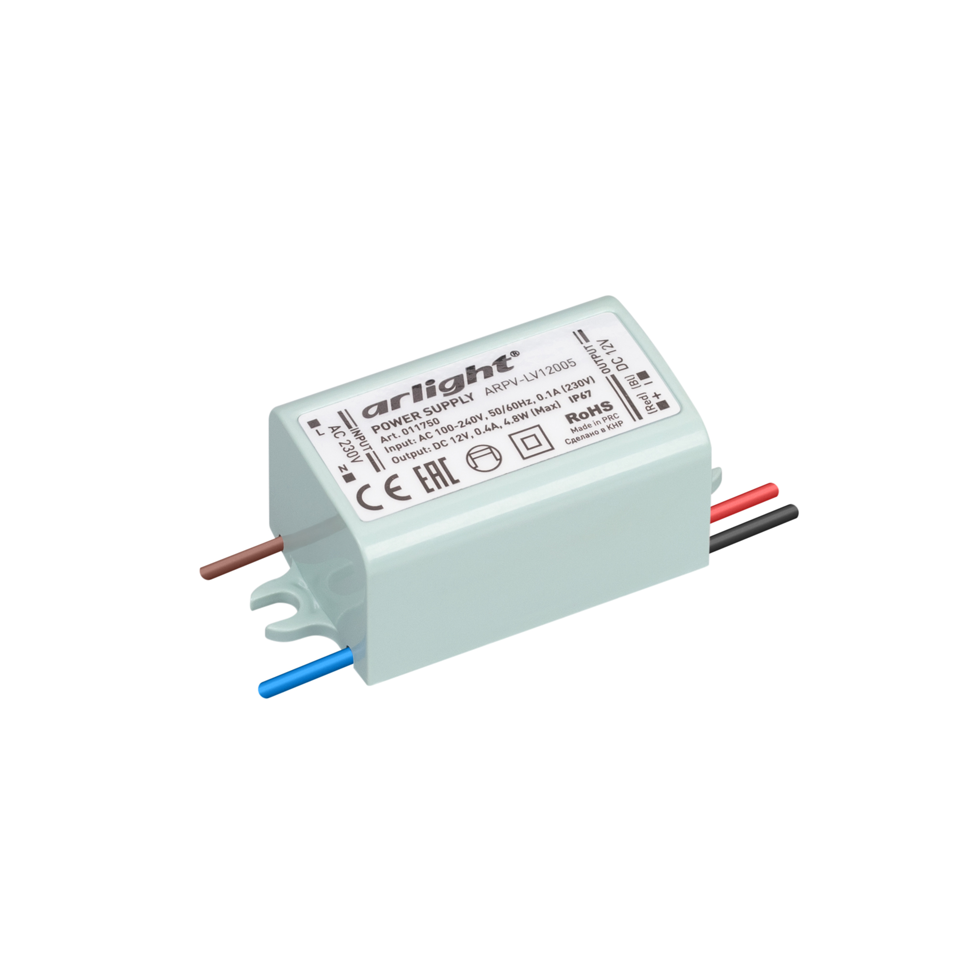 Блок питания ARPV-LV12005 (12V, 0.4A, 5W) 011750 - Arlight