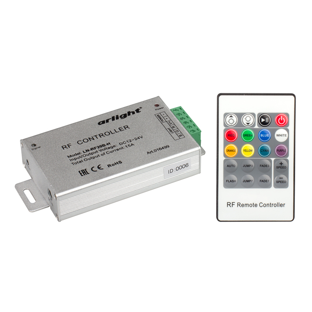 Контроллер LN-RF20B-H (12-24V,180-360W, ПДУ 20кн) 016499 - Arlight