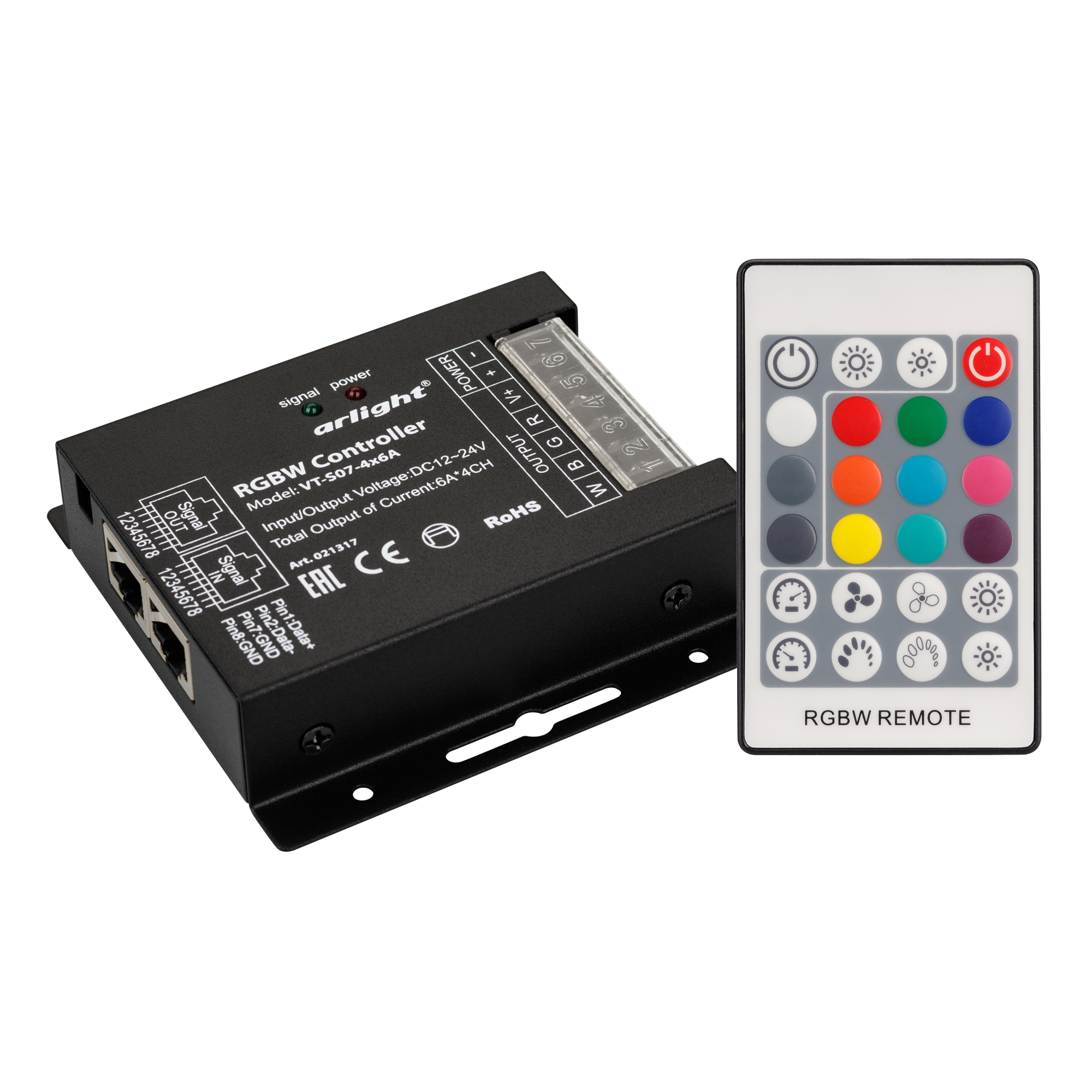 Контроллер VT-S07-4x6A (12-24V, ПДУ 24 кн, RF) 021317 - Arlight