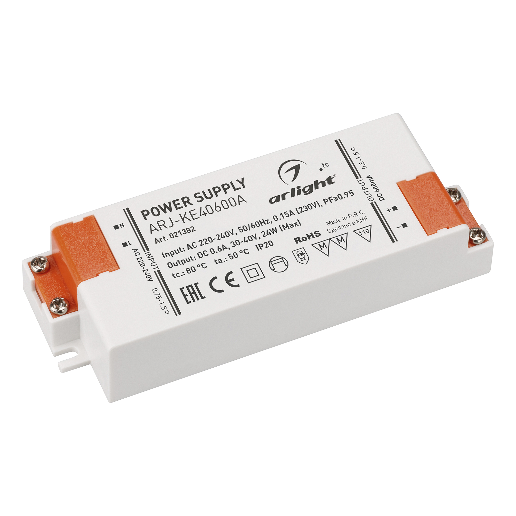 Блок питания ARJ-KE40600A (24W, 600mA, PFC) 021382 - Arlight