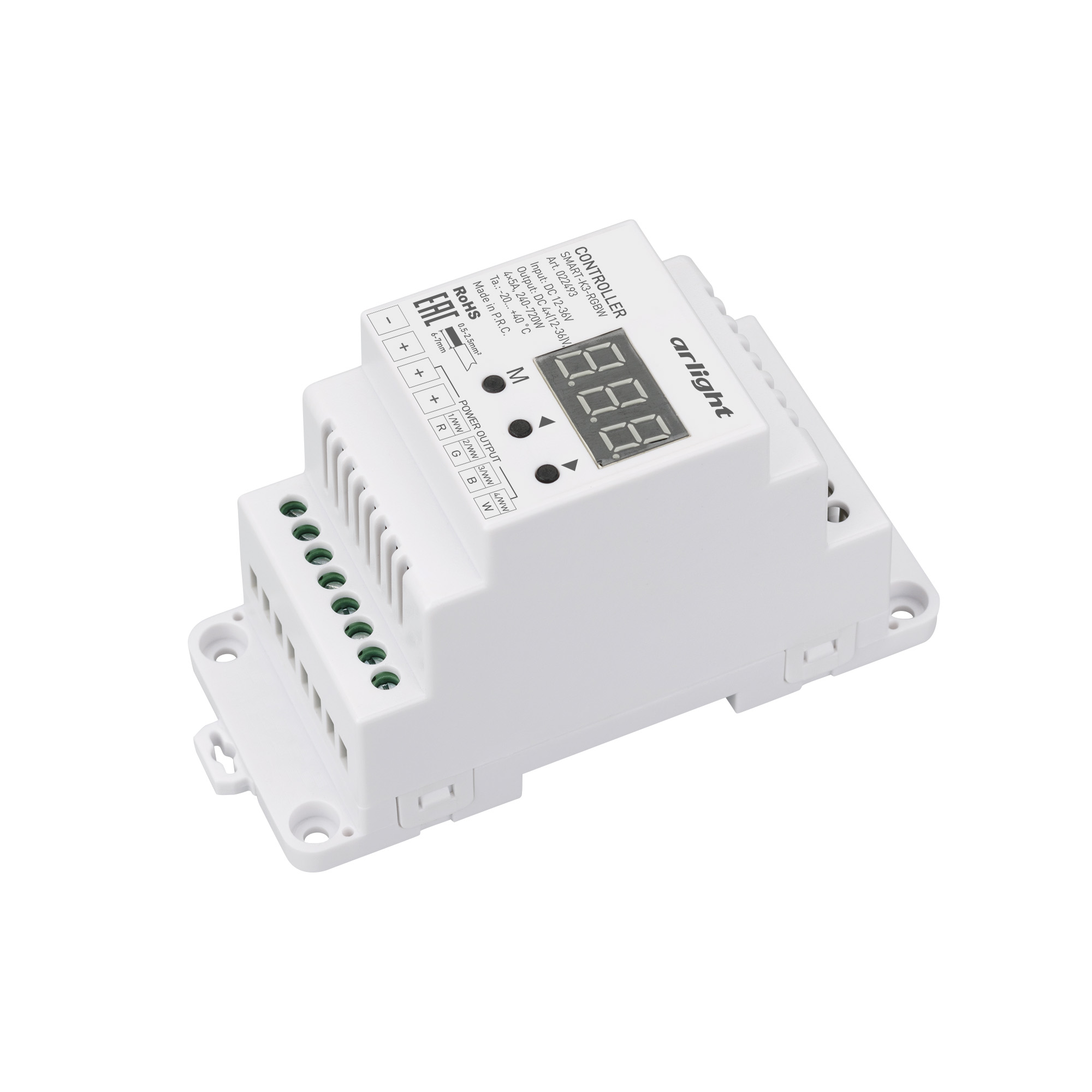 Контроллер SMART-K3-RGBW (12-36V, 4x5A, DIN, 2.4G) 022493 - Arlight