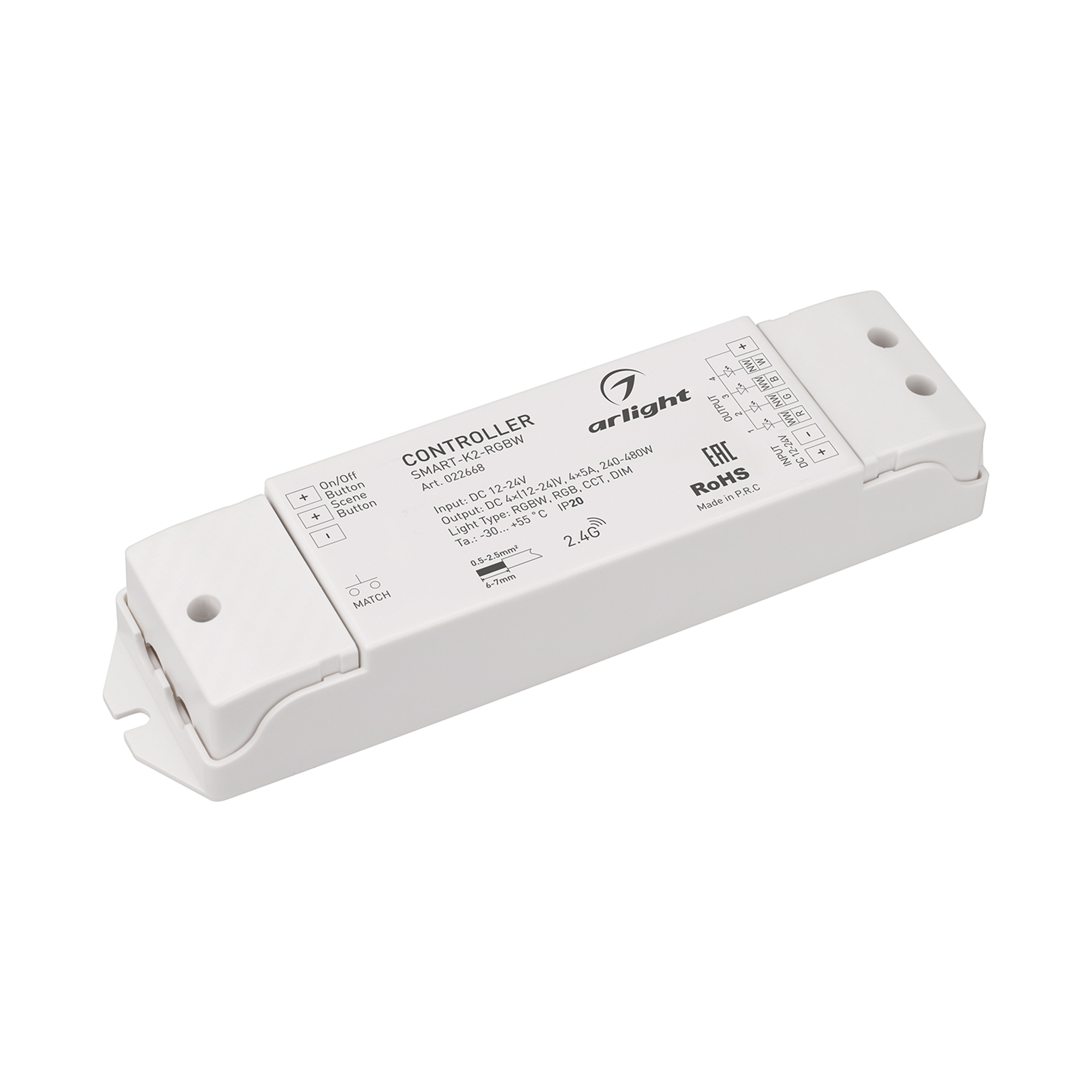 Контроллер SMART-K2-RGBW (12-24V, 4x5A, 2.4G) 022668 - Arlight
