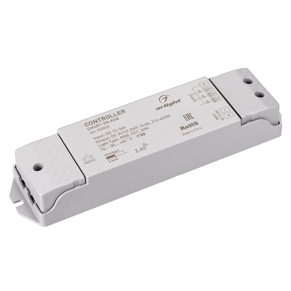 Контроллер SMART-K8-RGB (12-24V, 3x6A, 2.4G) 023023 - Arlight