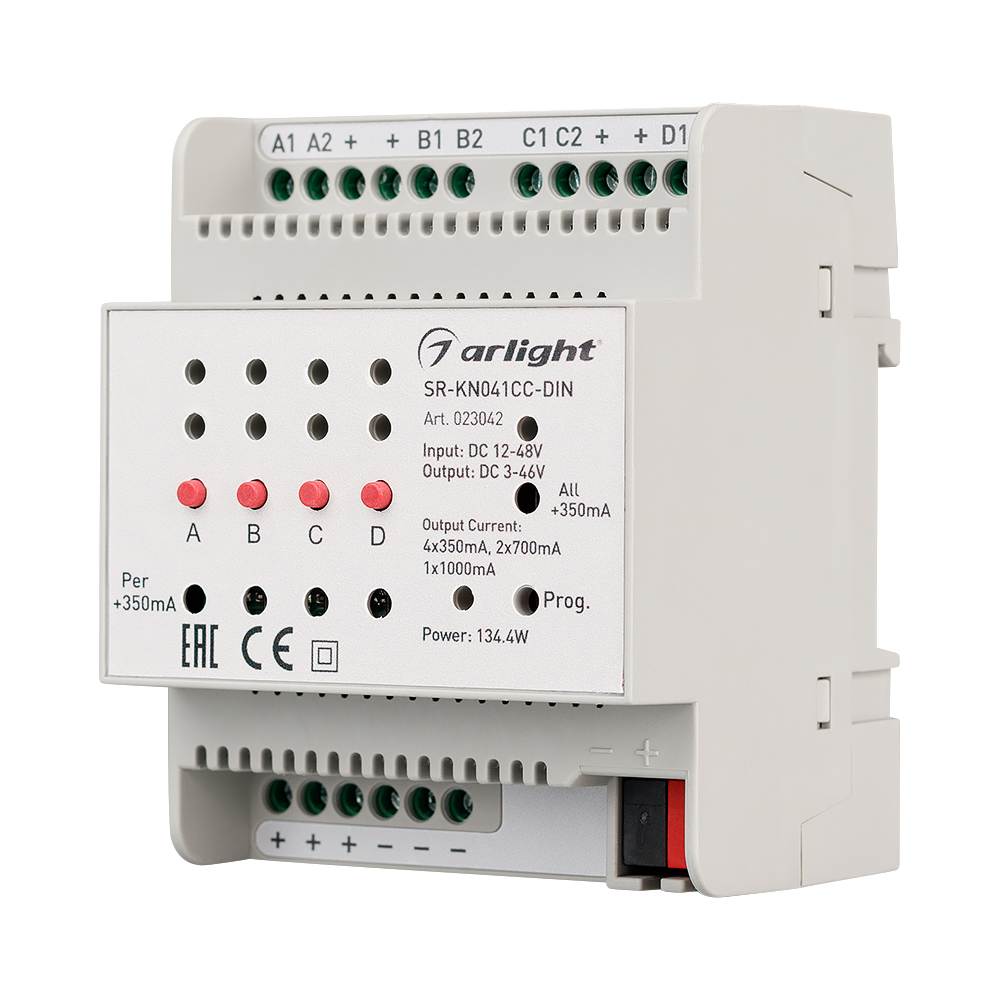 Контроллер тока SR-KN041CC-DIN (12-48V, 4x350/700mA) 023042 - Arlight